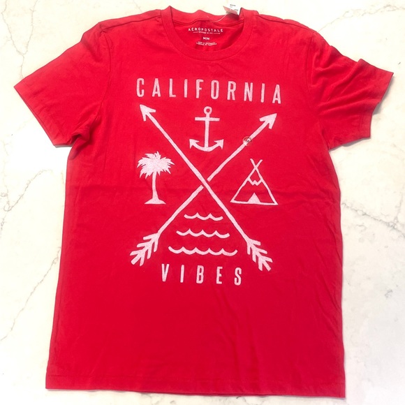 NWT Aeropostale Red California Vibes Men’s Medium T-shirt - Picture 1 of 5
